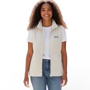 Columbia Benton Springs Vest White Fleece Zip/Front Pockets Women’s Large